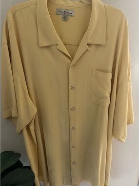 Tommy Bahama Silk Yellow Casual Button Down Shirt